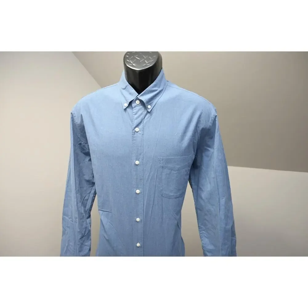 J Crew Slim Fit Dress‎ Shirt Blue Stretch Long Sleeve Button Up Mens Size Large